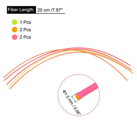 MECCANIXITY fiber optic PMMA rods, 1.5 mm diameter, 20 cm length, red/green/orange sight filaments, set of 5