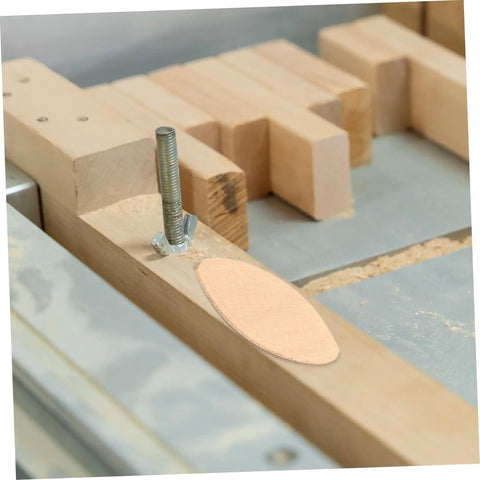 Top Shelf Woodworking Biscuit Joint Kit Brings You One Hundred Heavy Duty Biscuit Plates For Rock Solid Plywood Furniture Build Outs That Truly Deliver Straight Up Quality Results, featuring a biscuit plate in use.