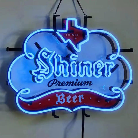 Real Glass Neon Beer Sign Blue 19x15 Inches For Home Bar Man Cave Pub Party Store Window Display Neon Light Sign Energy Saving