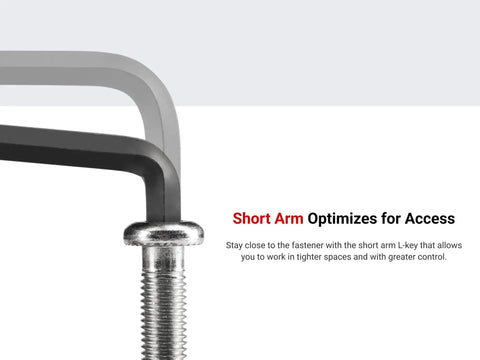 Short Arm Ball End Hex L Key Set With Holders in use tightening a bolt in tight space