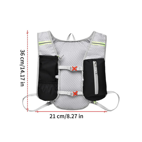 Back view of a waterproof hydration backpack for hiking and outdoor adventures with adjustable straps and lightweight design.