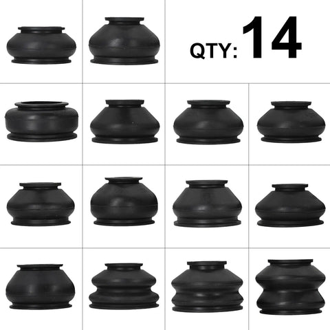 Universal Tie Rod Boots And Ball Joint Dust Cover Replacement Kit Flexible Rubber Boot with Turn to Groove Seal, 14 pieces