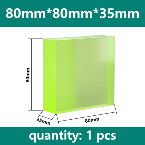 Built Tough Polyurethane Block, 80mm X 80mm X 35mm Thick Square Urethane Stock displayed with dimensions.