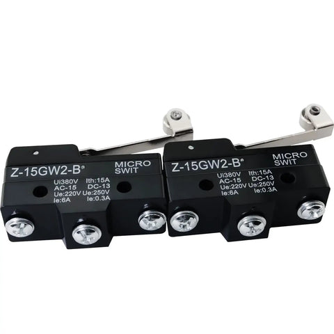 Heavy Duty Long Hinge Roller Lever Microswitch Rocker Type Z-15GW2-B 1NO 1NC 15A 250V High Current Control Switch For Machine Tools Cranes Electrical Equipment Automation Appliances, pair