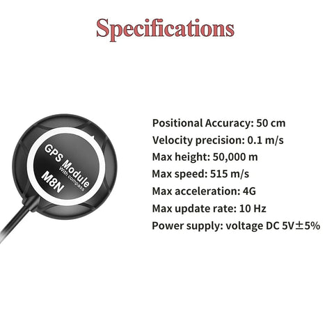 M8N GPS Module With Bracket For DIY Drones And RC Planes, Ultra Accurate 50 Cm Positioning, 72-Channel UBX M8030, Built-In QMC5883L Compass
