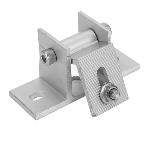 Close-up of an aluminum bracket from the Eight Piece Solar Panel Mounting Bracket Feet With Screws And Gaskets set, side angle view.