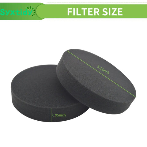 Foam Vacuum Filter 5 Pack Replacement For Bissell Powerforce Helix Bagless Upright Vacuums, two black filters with size labels