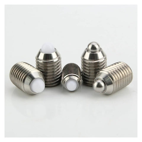 Tough Stainless Steel Hexagonal Spring Plunger Featuring Threaded M3 To M16 Set Screw For Rock Solid Mechanical Fastening, various sizes.