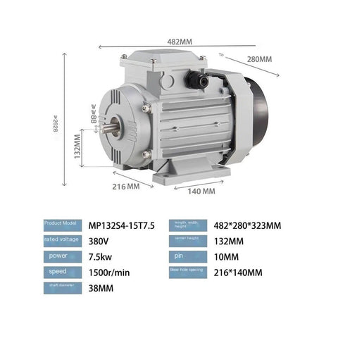 Rock Solid Permanent Magnet Synchronous Motor With 132 Frame Size, Three Phase 380V Drive, 7.5 KW, 6 Pole, 1500 RPM, Easy Install