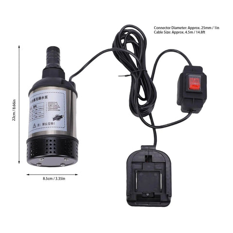 Cordless Submersible Water Transfer Pump Featuring A Heavy Duty 100w Brushless Motor Crushing Water Duty At 1268 Gph With A Rock Solid 8 Meter Lift Rating And Plug Free Battery Run, showcasing cable and connector.