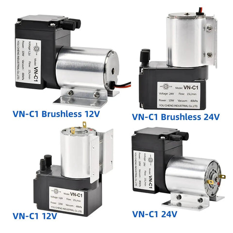 Awesome Vn-C1 12V 24V Electric Diaphragm Vacuum Pump for Negative Pressure Applications showing different angles and specifications.