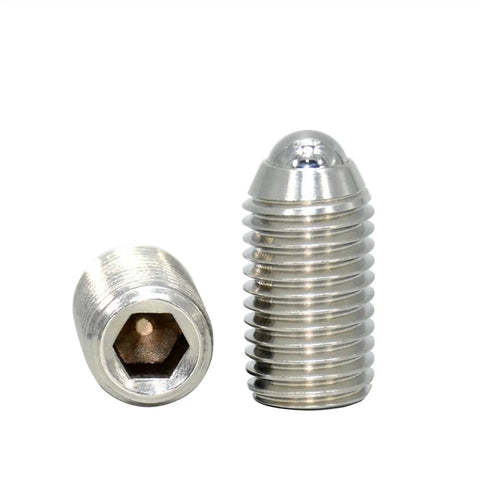 Top Shelf Rock Solid Stainless Steel Spring Ball Plungers With Internal Hex Roller Thread Bolt Design For Precision Locating Tasks, M12 size.