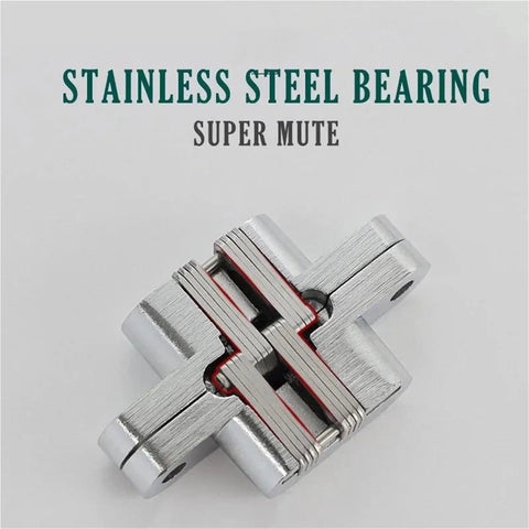 Two Pack Hardcore Hidden Door Hinges Crafted From Top Shelf Rust Resistant Stainless Steel Grade 304 for invisible cabinet installs.