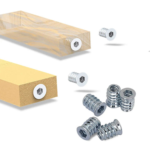 Forty Pack 1/4 20 Threaded Wood Inserts For Furniture Screw In Nuts 15mm Long Includes 1/4 Inch Allen Wrench Carbon Steel High Hardness