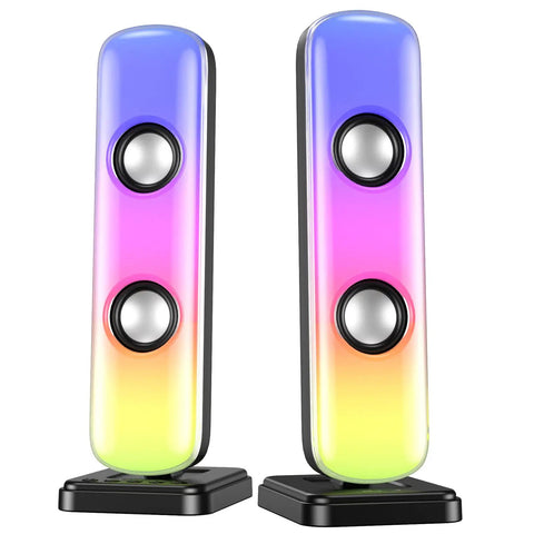 Desktop Computer Speaker Set With 20W HiFi Stereo Sound For Gaming Built In Bluetooth And 3.5mm Aux In RGB Lights AC Powered PC Speakers