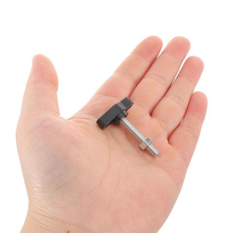 Dang Dependable M4 M5 M6 Tee Wing Bolt Knob Set For Rock Solid Tablet Stands And Camera Tripods shown in hand.
