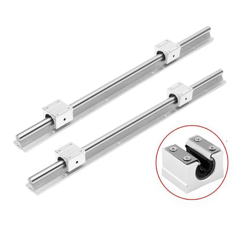 Two Piece SBR16 Linear Rail Guide Set With Four SBR16UU Bearing Blocks For CNC D16 Rails In 300 400 500 600 1000 1200 1500mm Lengths Pro Grade High Precision Sliding System.