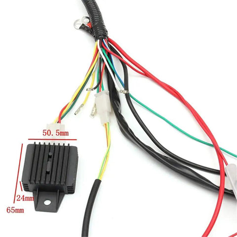 Electric Start Engine Wiring Harness Kit with CDI Coil Loom and regulator for 50cc to 125cc Quad Dirt Bike ATV Go Kart