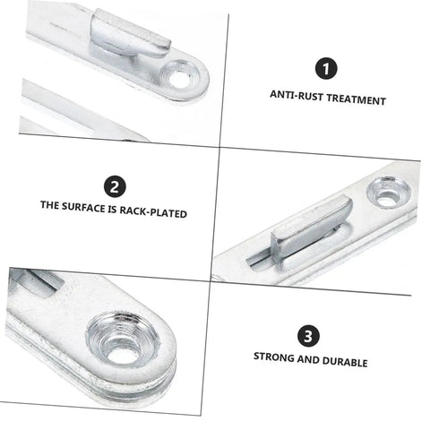 Dang Sturdy Bed Rail Brackets 6 Pack With Hook Screws And Fasteners For Securing Wood Headboards To Frames Heavy Duty Metal furniture hardware close-up showing strong, durable rack-plated design.