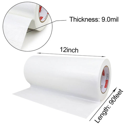 12 Inch Wide Duct Tape Beefy Heavy Duty 9 Mil Industrial Grade Waterproof Tape 90 Feet Long Flexible No Residue White Tape