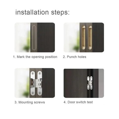 Installation steps for Top Shelf Heavy Duty Concealed Door Hinges With Flawless Invisibility And Buttery Smooth Operation Crafted From Premium Stainless Steel.