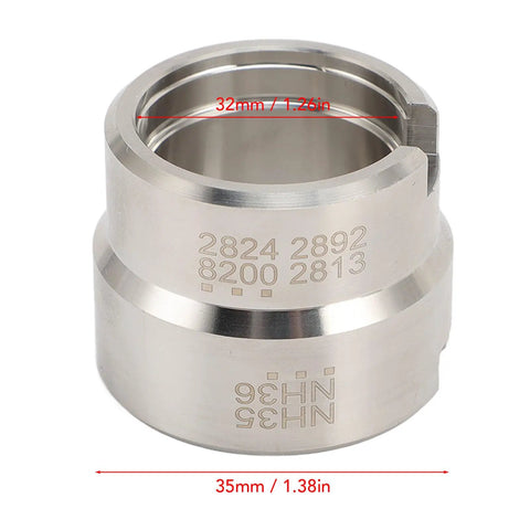 Pro-Grade Aluminum Watch Movement Holder For NH35 NH36 2824 2892 2813 2836 8200 Movements, dimensions in millimeters