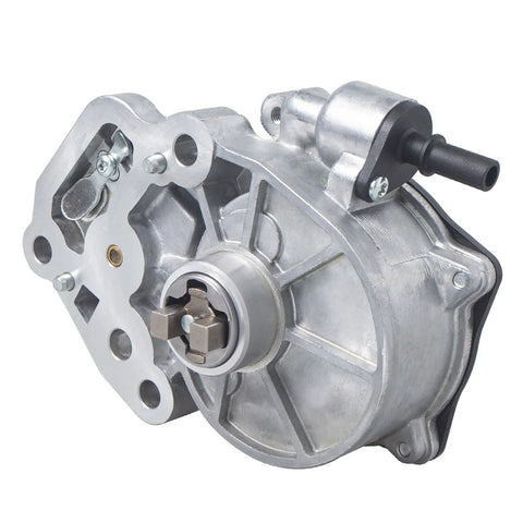 TUCAREST brake vacuum pump, silver aluminum housing, front-side view