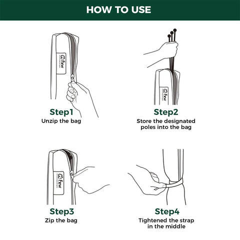 Illustration showing how to use Stakes Bag For Camping And Outdoor Use Stow And Carry Dog Pen Stakes With Ease Heavy Duty Travel Case
