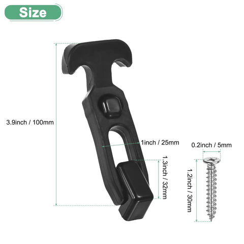 1 Pack T Handle Rubber Flexible Draw Latches 3.9 Inch Hasps With Screws, black rubber latch with size annotations