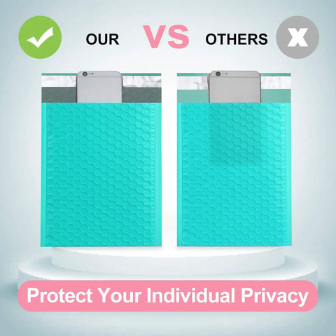 Comparison of teal bubble mailers showcasing Teal Bubble Mailers 10.5x16 Inch 25 Pack Poly Padded Envelopes Self Seal Waterproof Opaque Packaging