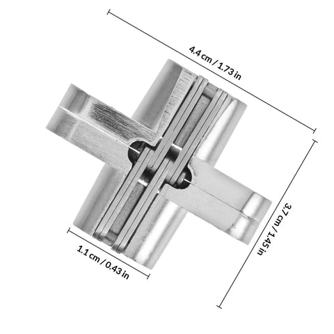 Concealed Folding Cross Hinge For Wooden And Wardrobe Doors Stainless Steel with dimensions shown, easy install design.