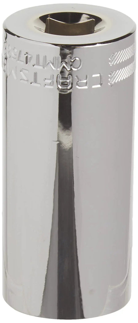 Deep Socket SAE One Half Inch Drive One And One Sixteenth Inch Twelve Point with Chrome Finish, upright view