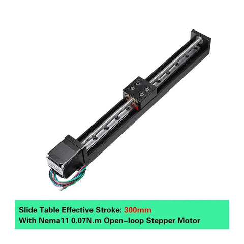 Slide Table Kit For CNC Systems With T Type Linear Guide Rail Stage 50mm Stroke And 6mm Pitch Electric Linear Stage Pro Grade Precision Ball Transmission Heavy Duty Load For Smooth And Accurate Milling, 300mm stroke with Nema11 stepper motor