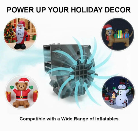 12V DC Brushless Blower Fan Replacement Motor For Inflatables Under 6 Feet with holiday decoration examples in background