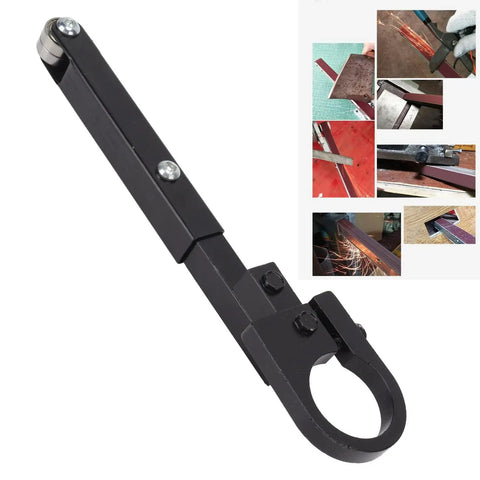 Badass Heavy Duty Belt Sander Attachment For 100 And 125 Mm Angle Grinders Quick Swap All Steel Conversion Kit, showing black steel construction.