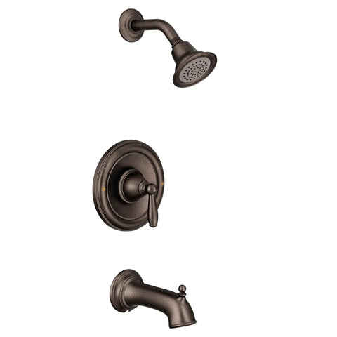 Oil-Rubbed Bronze Posi-Temp Bath And Shower Trim Kit With Traditional Showerhead, Handle, Arm, And Tub Spout in bronze finish
