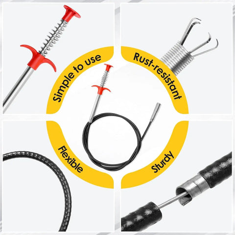 Flexible Grabber Claw Tool Reacher With Four Claws Bendable Hose For Hair Clog Removal In Kitchen Sink Bathroom Drains Toilet Easy To Use Plumbing Snake Tool For Home