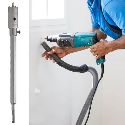 Heavy Duty Hole Saw Kit With Carbide Tips For Drilling Concrete Stone And Masonry Bricks Featuring Long Lasting Tool Steel Build Perfect For Electrical Installations And Home Improvement Projects That Need Reliable Performance, carbide drill bit and wall drilling