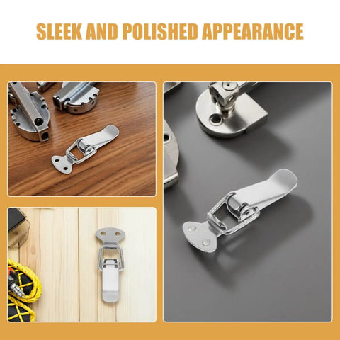 Cool 10 Pack Heavy Duty Stainless Steel Toggle Latch Clamps For Tools Drawers And Cabinets Quick Pull Hasp Catch Buckle That Slams Tight No Sweat Super Durable Rust Proof Gear You Can Count On. stainless steel toggle latch on wood and gray surfaces
