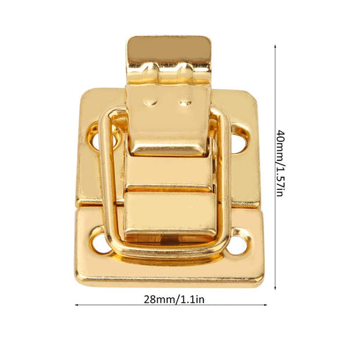 Gold Finish Stainless Steel Toggle Latch Kit 10 Pack For Boxes Jewelry Boxes Suitcases And Lids product close-up with dimensions.
