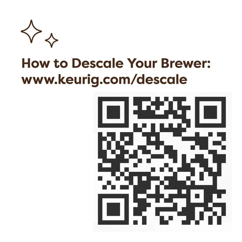 QR code for descaling guide in K-Duo 3 Month Brewer Care Kit With Descaling Solution Cleansing Tablets Rinse Pods And Water Filter Cartridges To Eliminate Mineral Build Up Coffee Oils Flavor Carryover And Improve Taste For A Smooth Cleaner Brew