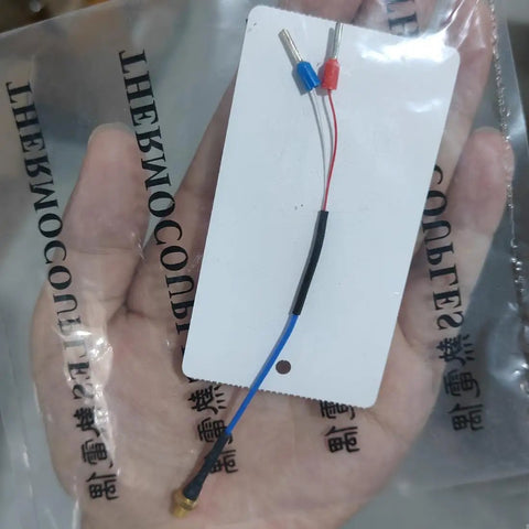 K Type Thermocouple Temperature Sensor Probe With M4 Screw Mount, 0-260C Range, 0.4ft Lead shown in packaging with connectors visible.