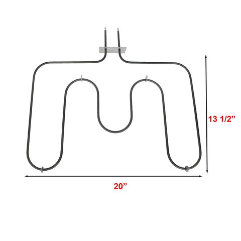 Bottom Bake Element Replacement For Frigidaire And Electrolux Ovens 3400 Watts At 240V Easy Install Replaces 318255401 1055694 318110500 318255400 318255402 AP3768579 PS978774 Fixes Uneven Heating shown flat against white with dimensions 13.5 x 20 inches