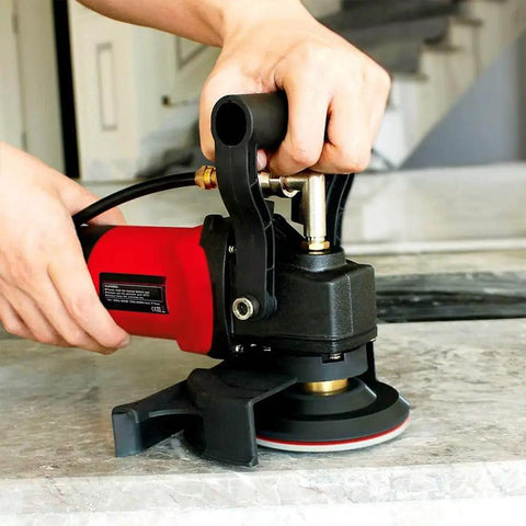 Person using 4-Inch Variable Speed Polisher And Grinder Pro Grade 800W 120V Power Tool 1000-4000 RPM Range for smooth surfaces