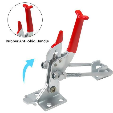 2 Pack Heavy Duty Toggle Clamp 2000 Lbs Holding Capacity with red anti-slip handle and adjustable U-bolt latch
