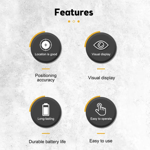 Features of Reliable 5 In 1 Stud Finder Sensor with Bright LCD Display, including visual display and durable battery life.