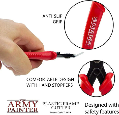 Plastic Frame Cutter For Miniatures Stainless Steel Flush Cutter With Safety Grip Handle Side Snips shown in use