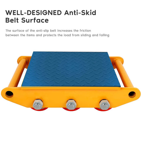 Heavy Duty Machinery Moving Skate Dolly 15T 33000Lbs with non-slip rubber belt for safe industrial equipment transport