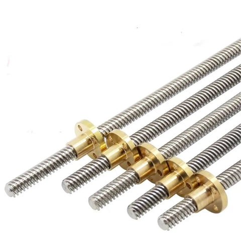 T10 Left Hand Lead Screw With 2mm Pitch Built Damn Tough Out Of 304 Stainless Steel Hooked Up To An Awesome Brass Flange Nut.