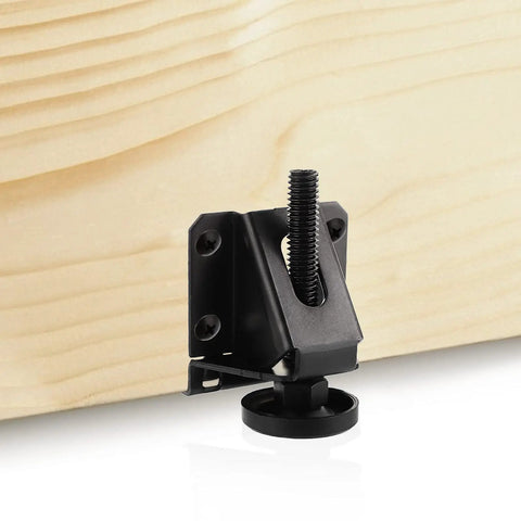 Four Pack Adjustable Furniture Leveling Feet Heavy Duty Support Up To 2000 Lb Capacity With 0 To 2.6 Inch Height Adjustment And Black Finish With Durable Zinc Plated Construction And Anti Slip Floor Protectors For Stable Level Surfaces, black furniture leveler under wood board